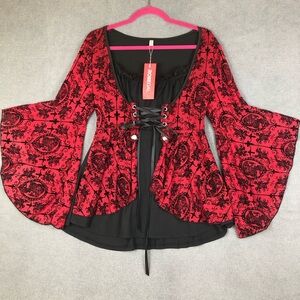 Rosegal long bell sleeve whimsigoth witchy top size M